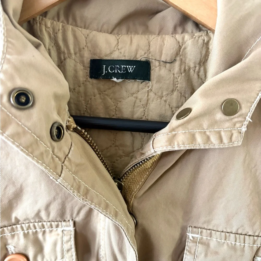 J. Crew Beige Hooded Jacket with Metal Accents